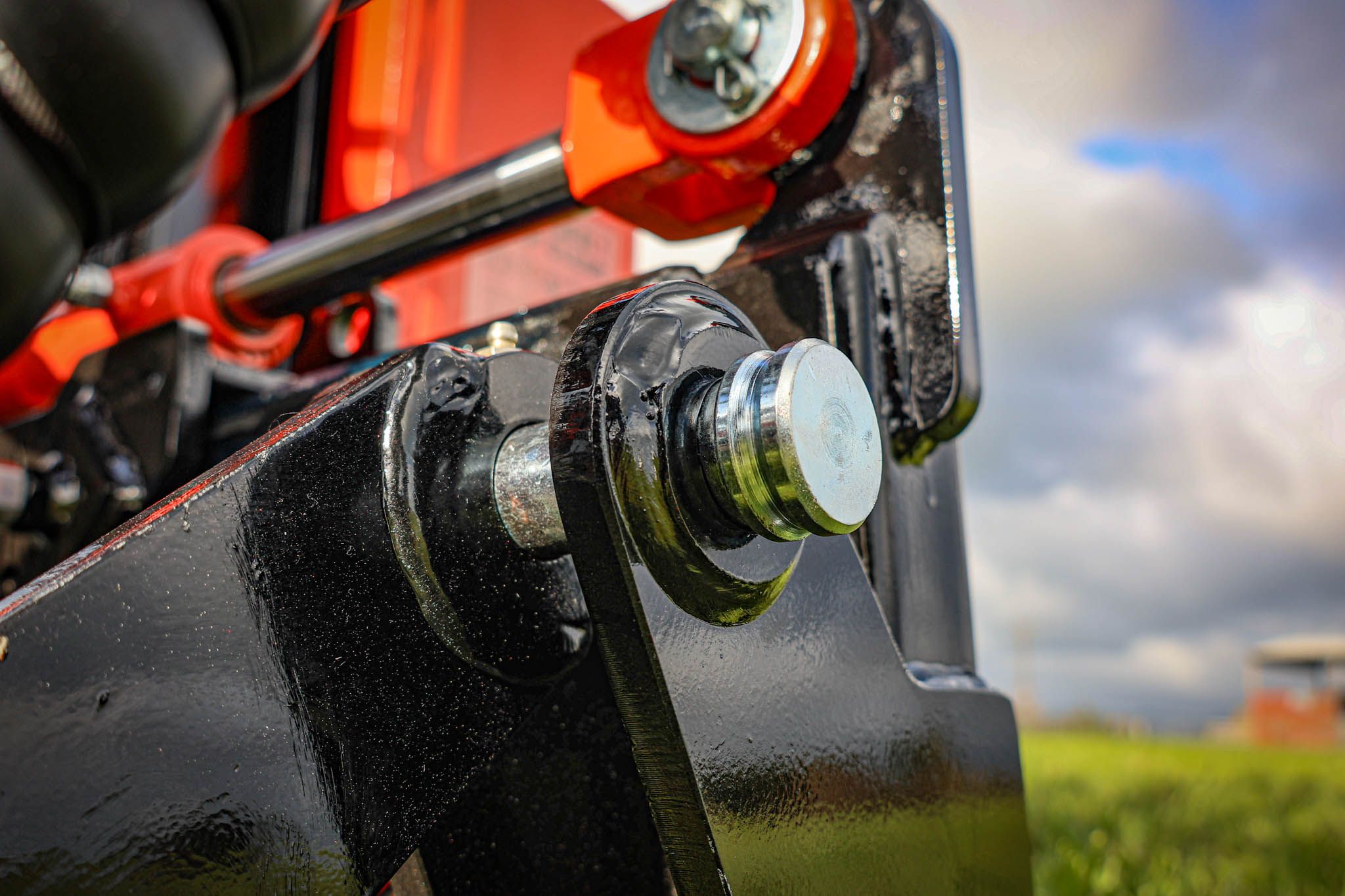 The PB650's weld-in pivot bushes up close, designed to be ground out and replaced once worn.