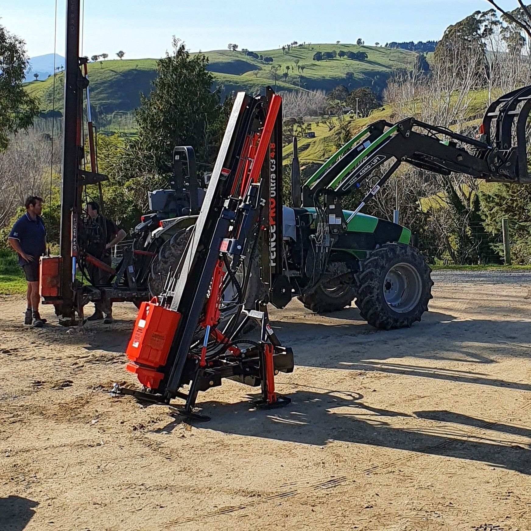 UltraGlide Rear Shift base fitted to FencePro post driver showing compact telescopic linkage design